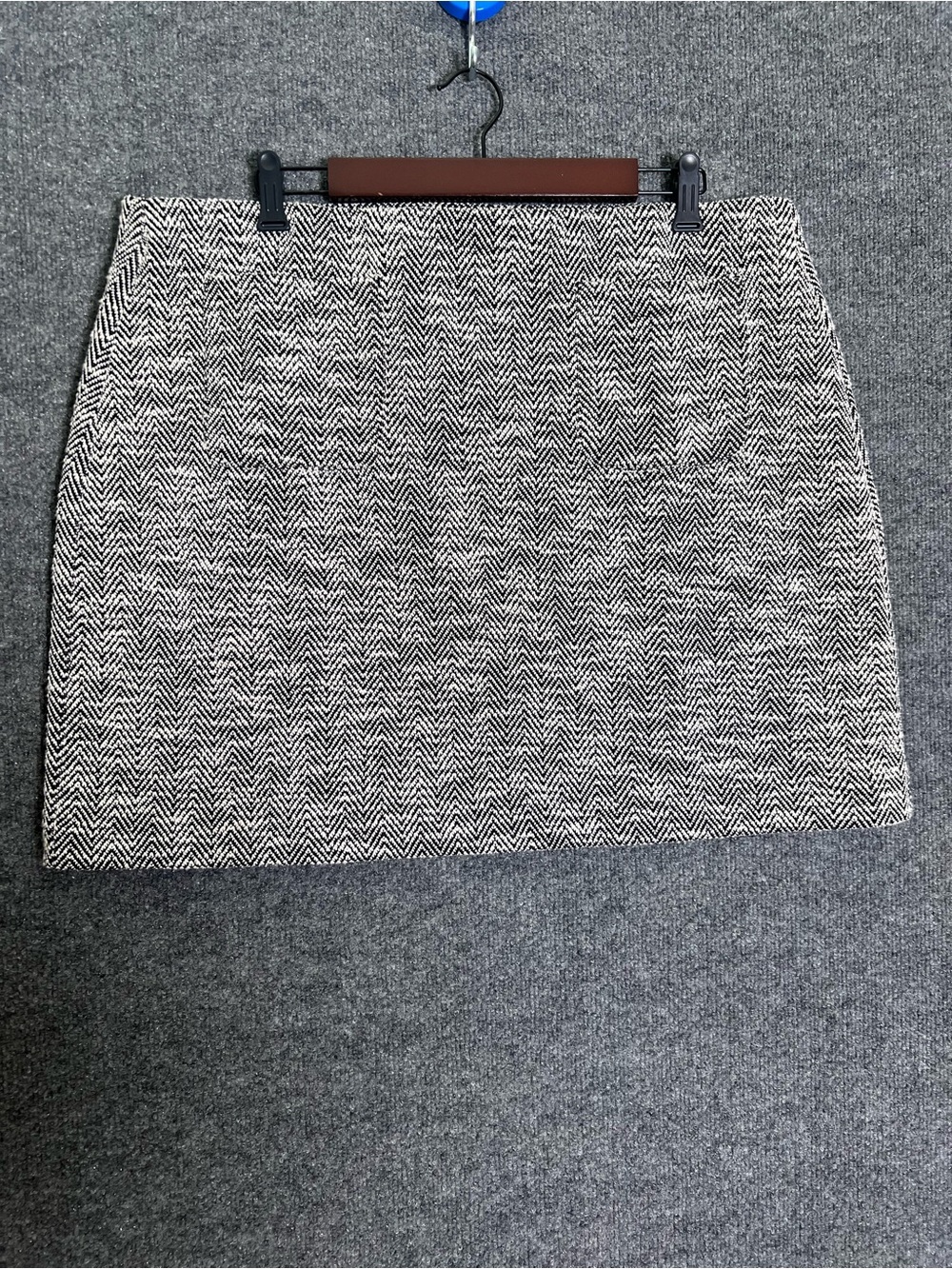 LOFT Women’s Petite P2XL Black White Herringbone Tweed Mini Skirt Lined